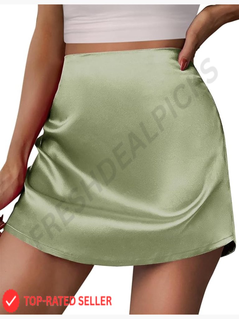 Satin Mini Skirt High Waist Zipper A-Line Chic Elegant Party Wear